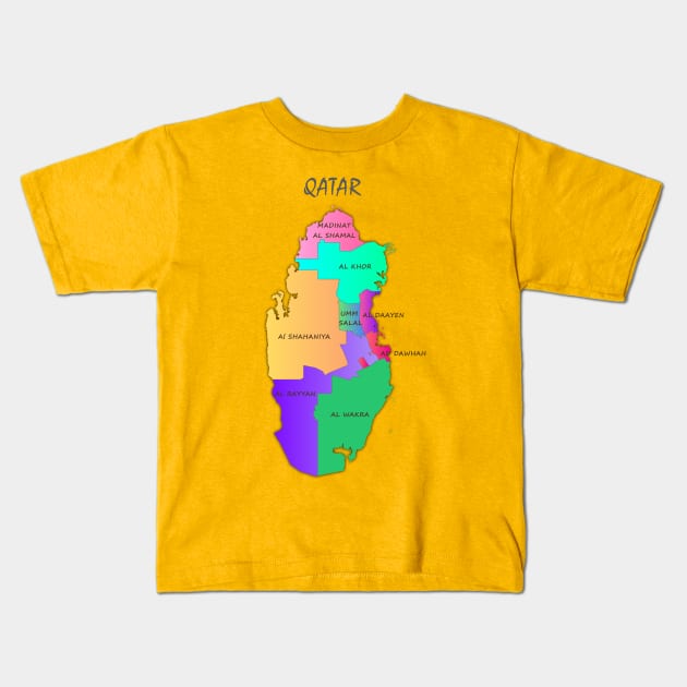 Map of Qatar with municipalities. Political map. Vector Kids T-Shirt by Mashmosh